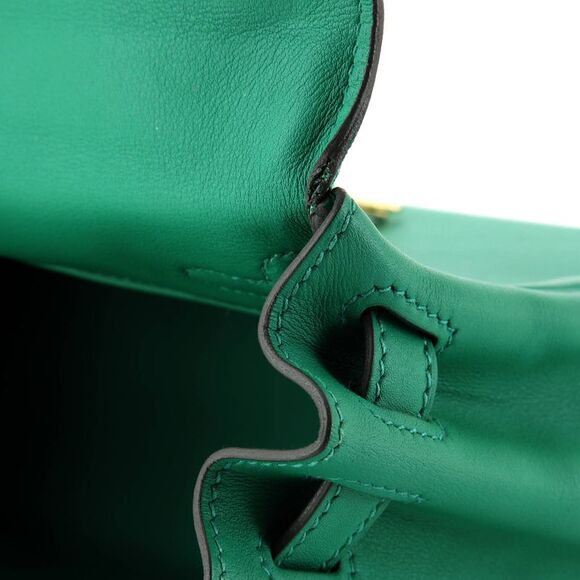 Hermes Kelly Handbag Vert Vertigo Swift with Gold Hardware 25 Green - Picture 10 of 11